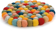 Cilio Fair Trade Certified 100% Virgin Sheep Wool Trivet Made in Nepal, 8" Round, Multi-Color