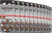 Rayovac Extra hearing aid batteries size 312. Long-lasting mercury-free zinc-air hearing aid batteries - 1.45v. (60 batteries)