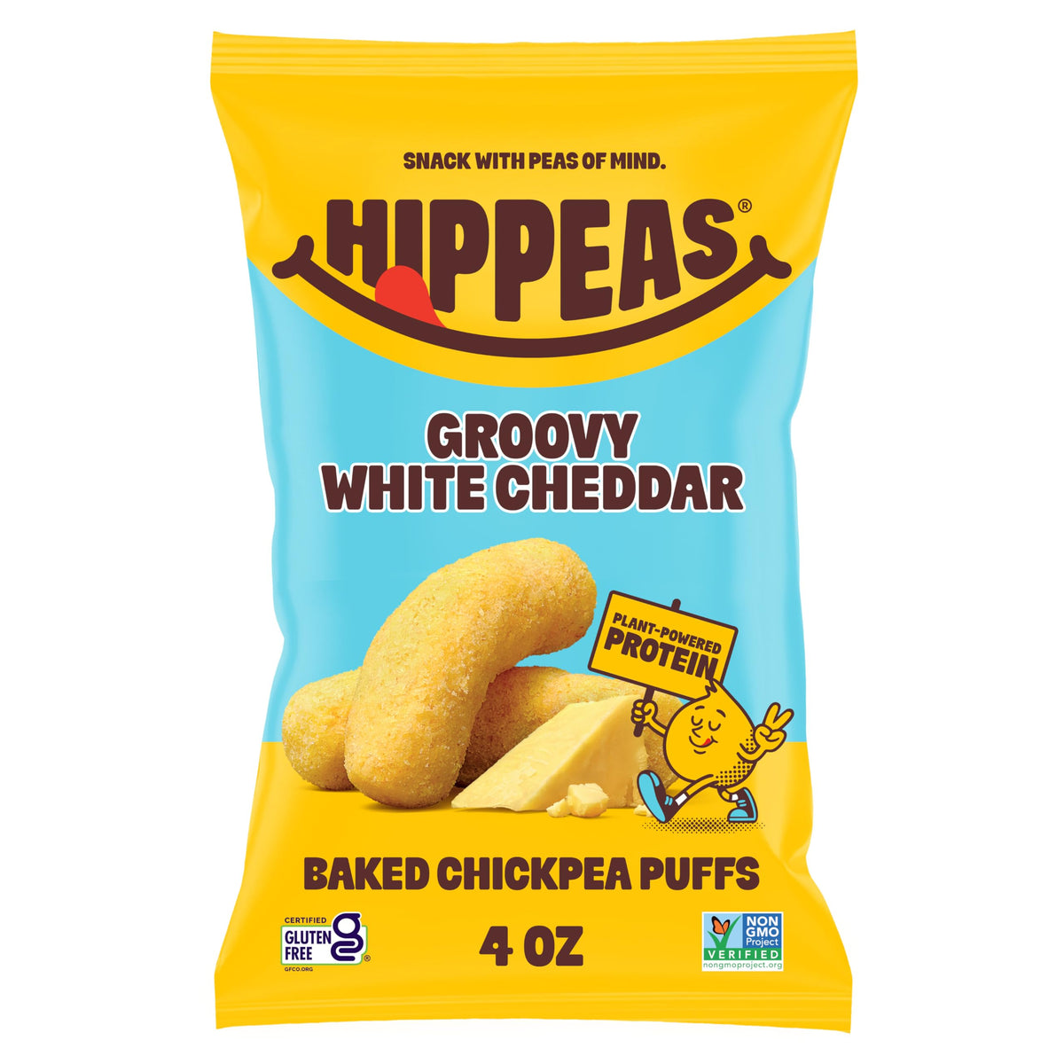 HIPPEAS Groovy White Cheddar / 4 Ounce (Pack of 1) / Basic Puffed Snacks
