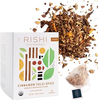 Rishi Tea Cinnamon Tulsi Spice Organic Herbal Tea Bags, Caffeine Free, 15ct