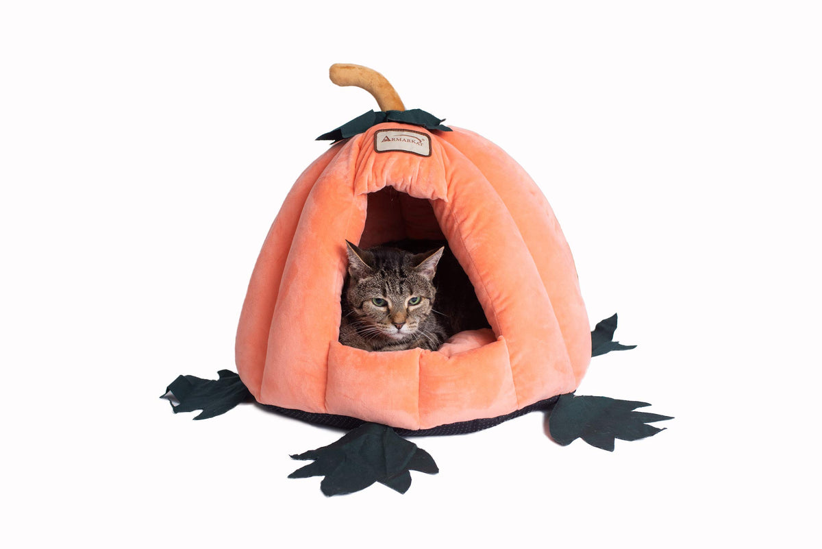 Cat Bed Model Pumpkin Shape by Armarkat – 20 x 20 x 16, Fabric, Orange, Model C85CCS