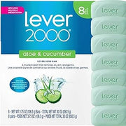 Lever 2000 Refreshing Body Soap and Facial Cleanser With Aloe & Cucumber Effectively Washes Away Bacteria, Fresh Aloe, 3.75 Ounce (Pack of 8)