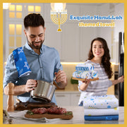 Oudain Hanukkah Kitchen Towels, 6 Pack, 16 x 24 Inches, Blue and Yellow