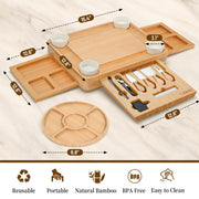CAWIU Charcuterie Board with Lid and Drawers, Large Bamboo, Black