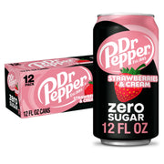 Dr Pepper Zero Sugar Strawberries and Cream / 12 FL Oz (Pack of 12) / 1 Soft Drinks