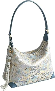 Chinese Women'S Retro Handbag Blue Feathers Purse Intangible Heritage Bag