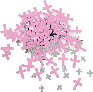 Unique Party Unique Radiant Cross Communion Foil Confetti - 0.5 Oz | Pink & Silver | 1 Pc