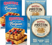 Krusteaz Breakfast Variety Pack – Belgian Waffle Mix (28 Oz) & Buttermilk Protein Pancake Mix (20 oz) – (2 Ea.) (Variety Pack)