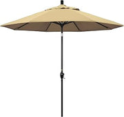 California Umbrella 9' Round Aluminum Market Umbrella, Crank Lift, Push Button Tilt, Black Pole, Pacifica Beige