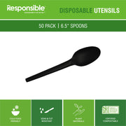 Responsible Products 6.5" Spoons Black (50 Count) / Black / 50 Spoons