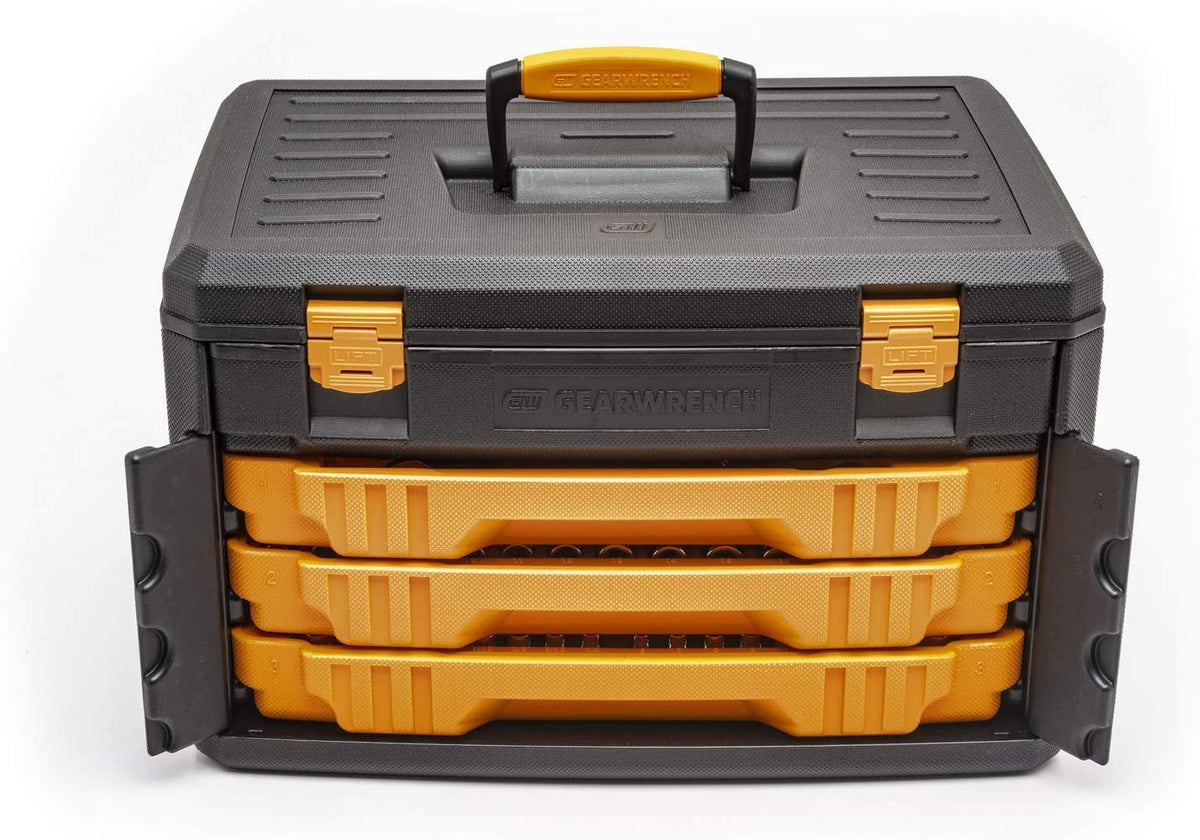 243 Pc 12Pt Mechanics Tool Set in 3 Drawer Storage Box by GEARWRENCH – 12 point, Blend, Multi, Model 80972
