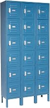 Global Industrial Six Tier Locker, 12x18x12, 18 Door, Unassembled, Blue