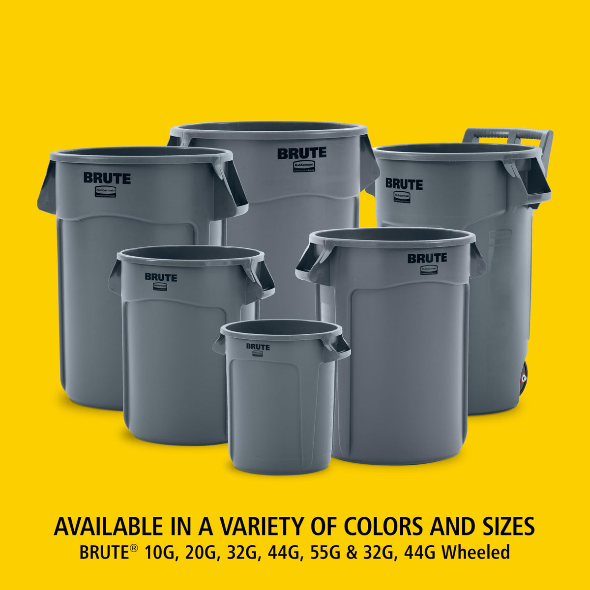 BRUTE Heavy-Duty Round Trash/Garbage Can by Rubbermaid Commercial Products – 10 Gallon, 38.0 liters, Low Density Polyethylene, White, Model FG261000WHT