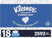 Kleenex Expressions Trusted Care Facial Tissues, 18 Flat Boxes, 144 Tissues per Box, 2592 Total Tissues