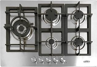 Summit , 30-Inch-Wide 5-Burner Gas Cooktop, Stainless Steel with Sealed Burners, Cast Iron Grates, NG/LPG Conversion Kit, Wok Ring, Flame Failure Protection, Easy to Clean, Cord