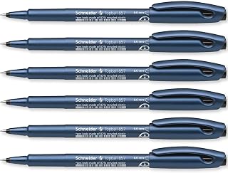 Schneider Topball 857 Rollerball Pen 0.6mm Metal Tip, Black Pack of 6 | 0.6mm Writing Line, Smooth Rolling Tip, Recycled Plastic Barrel, For Home, Work & Office Use