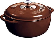 Lodge Essential Enamel Cast Iron Dutch Oven, 6 Quart, Burnt Sienna | Ideal for Bread Baking, Braising, Marinating & Slow Cooking, Features Moisture-Sealing Lid & Dual Handles
