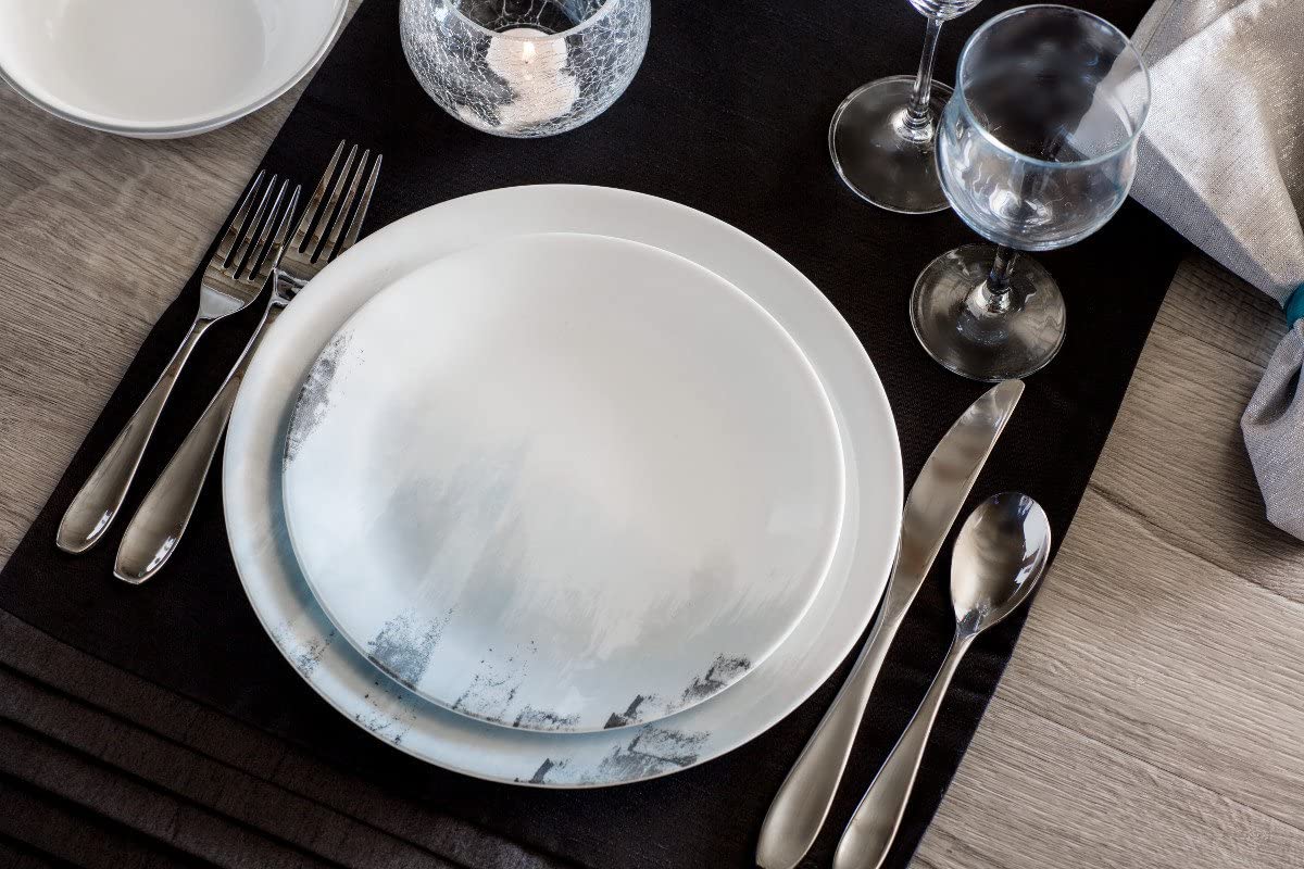 Tranquil Reflection Chip & Break resistant 12Pc Dinner Set by Corelle – 27.94 x 12.38 x 26.67 cm, Glass, Blue/Grey, Model 1128664