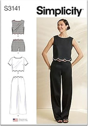 Simplicity S3141 Women's Fitted Scalloped Tops, Shorts & Pants Sewing Pattern, Sizes 8-16