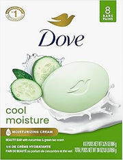 Dove Cool Moisture Beauty Bar Soap , Refreshing Cleanser, 8 Count 3.75 oz