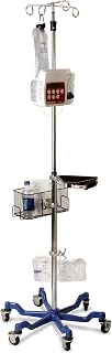 Medline Six Leg Heavy Duty IV Pole, Stainless Steel, Latex Free, 73" to 99.5" Adjustable Height (Pack of 2)