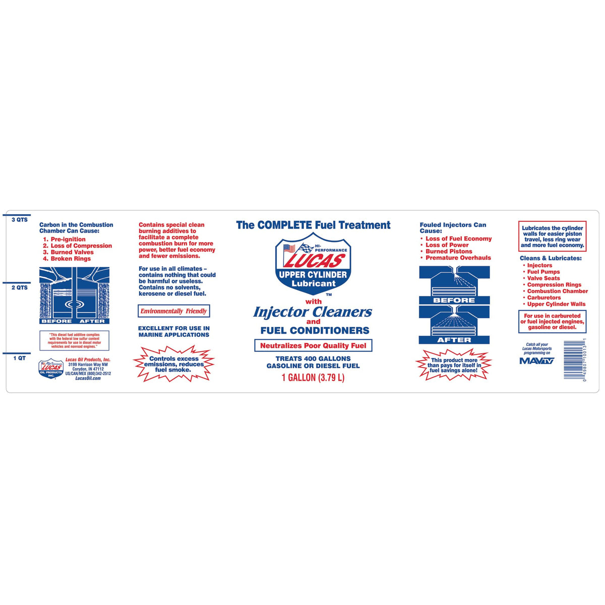Fuel Treatment - 1 Gallon by Lucas Oil – 128 Fluid Ounce, Blend, clear yellow, Model 10013