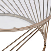 32" Clear Glass Top Coffee Table by VUSVAB – Metal, Champagne