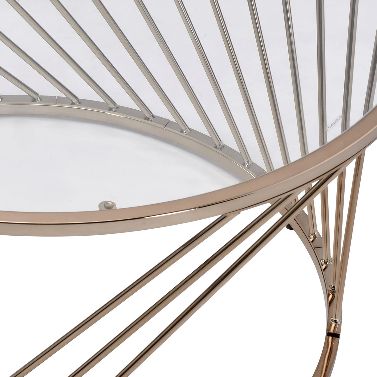 32" Clear Glass Top Coffee Table by VUSVAB – Metal, Champagne