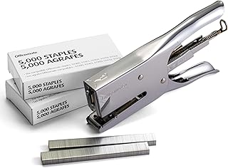 Officemate Classic Plier Stapler Bundle -Includes 10,000 Staples, Quick Rear Spring Loading Stapler, Office Supplies for Desk, Home and School, All-Metal Construction, Silver