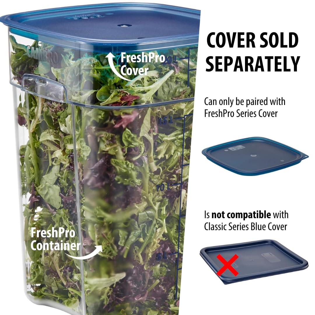 FreshPro 22Qt Food Storage Container in Clear for Industrial and Kitchen Use by Cambro – 22.0 quarts, Polycarbonate (PC), Clear, Model 22SFSPROCW135