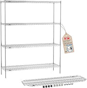 METRO Super Erecta 5-Shelf Chrome Wire Shelving Unit - Includes 4 Wire Shelves and 1 Adjustable EZ-ADD Shelf - 18" W x 60" L x 74.5" H - for Restaurants, Home, Kitchen and More