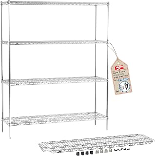 METRO Super Erecta 5-Shelf Chrome Wire Shelving Unit - Includes 4 Wire Shelves and 1 Adjustable EZ-ADD Shelf - 18" W x 60" L x 74.5" H - for Restaurants, Home, Kitchen and More
