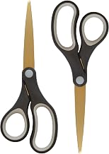 Westcott 55847 8-Inch Titanium-Bonded Scissors For Office and Home, Black/Gold, 2 Pack