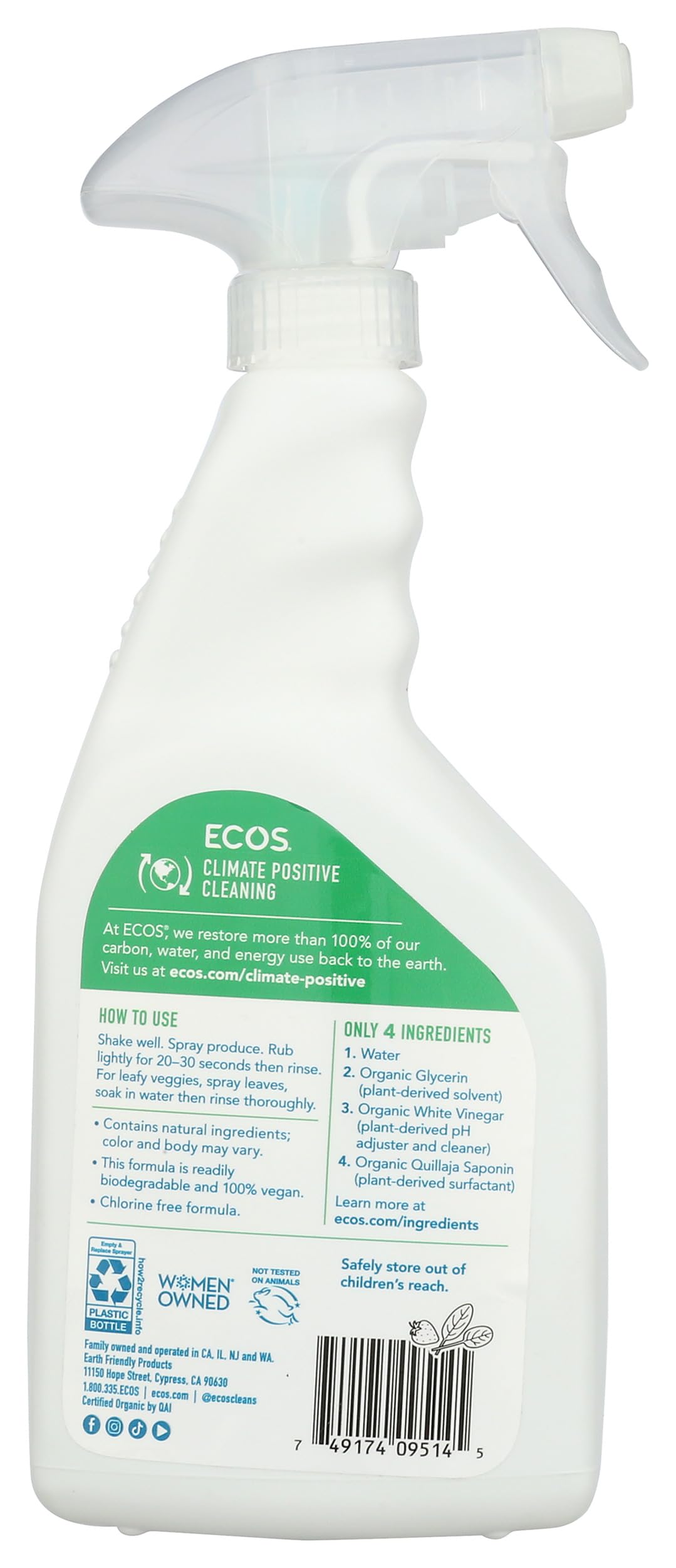 Organic Fruit & Veggie Wash by ECOS – 22 Fl Oz (Pack of 1), Pack of 6, Model DI-OPIJ-VXWP