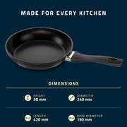 by ZWILLING Breeze Frying Pan 24 cm with Non-Stick Ceramic Coating Suitable for Induction Cookers by HENCKELS – 24 cm, 1.63 liters, Ceramic Aluminium, Schwarz, Model 1033204