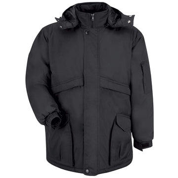 Men's Heavyweight Parka by Red Kap – X-Large Tall, Polycotton, Black, Model JP70BK LN XL