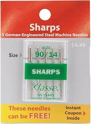 Tacony Corporation Klasse Sharps Machine Needles-Size 14/90 5/Pkg