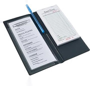 Winco 9 1/4" x 4 1/2" Black Check Holder with Display Pocket | Credit card slot, Guest check pocket, Folding style, Pen loop, Display pocket, Great for Appetizers, Desserts and Catering
