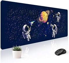 Cute Desk Mat for Keyboard Desktop Extra Large Mouse Pad, Spaceman | Desk Top Computer Deskmat, XL, XXL, Long, Aesthetic, Modern Girly Design, for Women, Girls, 30"x12"