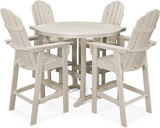 Polywood Vineyard Adirondack 5-Piece Nautical Trestle Bar Set (Sand)