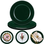 Bokon Charger Plates, 13 Inch Round Beaded, Green, 6 Pack