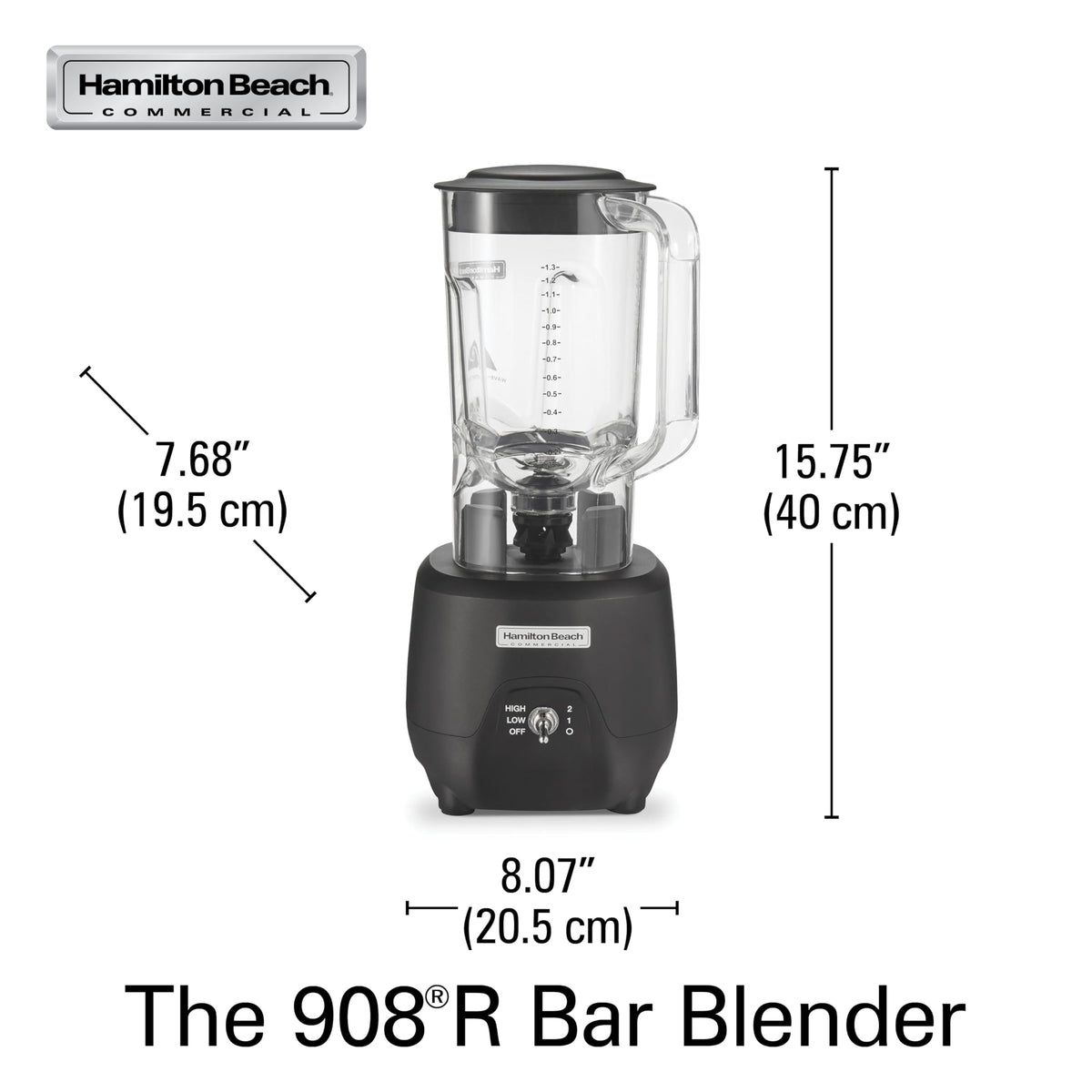 908R 44Oz Bar Blender by Hamilton Beach Commercial – 44 ounce, 0.95 liters, Metal, black, Model HBB908R