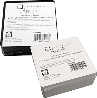 Sakura Zentangle Apprentice Tiles Refill - Black Paper Tiles - 140 Pieces & Sakura Zentangle Apprentice White Tiles - 4.5" x 4.5" - 140 Pieces