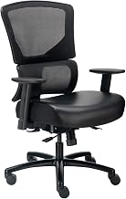 24 Hour Big & Tall Mesh Back Chair w/High Back & Adj. Arms by Global Industrial – 2.33 ft x 2.08 ft x 3.67 ft, Faux Leather, Black, Model 639637V-SRL-17WA