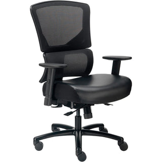 24 Hour Big & Tall Mesh Back Chair w/High Back & Adj. Arms by Global Industrial – 2.33 ft x 2.08 ft x 3.67 ft, Faux Leather, Black, Model 639637V-SRL-17WA