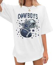 Womens Football Sequin Embroidery Shirts Oversized Game Day Tops