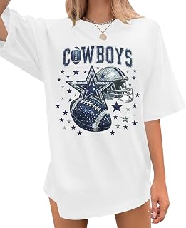 Womens Football Sequin Embroidery Shirts Oversized Game Day Tops