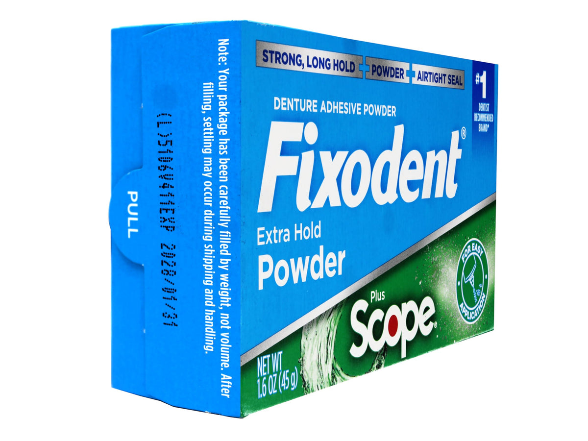 Denture Adhesive Powder by Fixodent – Powder, white, Pack of 3, Model 818-0556