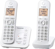 Panasonic 2 Handset Cordless Phone with Digital Answering System and Caller ID, Expandable Up to 6 Handsets White - Two Handsets with Call Block DECT 6.0 Model KX-TG7122SK (Renewed)