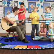 Note Worthy Elementary Rug by Joy Carpets – 13'2" (Round), Nylon, Multi Color, Model 1462XLE-01